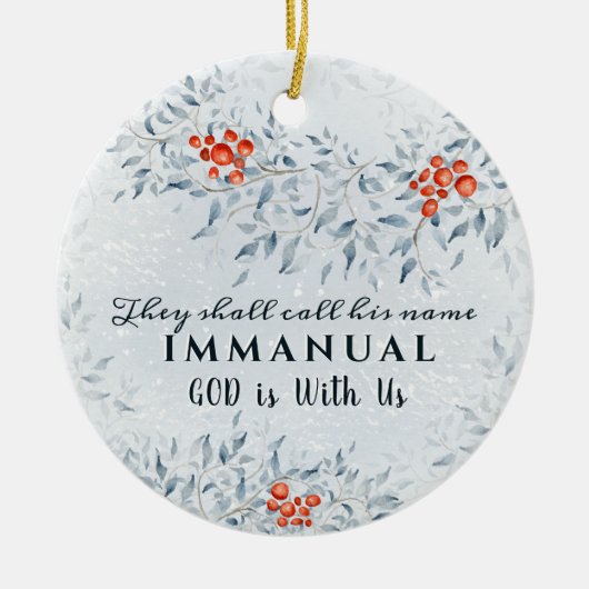 Zij noemen zijn naam Immanuel, met Kerstmis Keramisch Ornament (Voorkant)