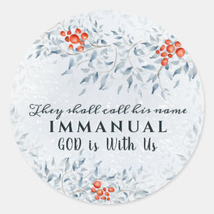 Zij noemen zijn naam Immanuel, met Kerstmis Ronde Sticker