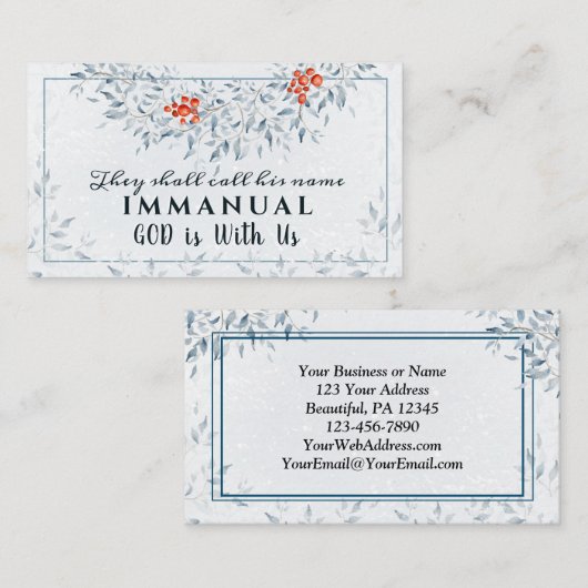 Zij noemen zijn naam Immanuel, met Kerstmis Visitekaartje (Voorkant / Achterkant)