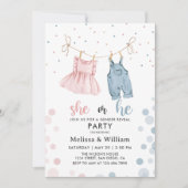 Zij of hij kleren Geslacht onthullen Baby shower Kaart (Voorkant)