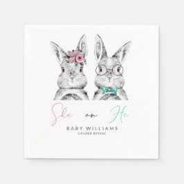 Zij of hij Pink & Blue Bunny Geslacht onthullen Servet