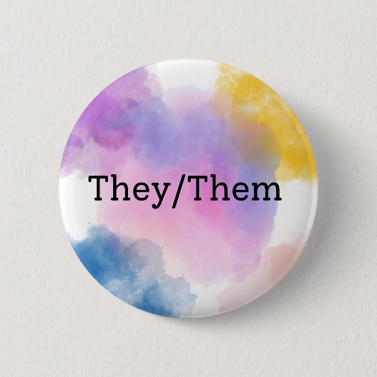 Zij/Them Pronoun Button/Pin Ronde Button 5,7 Cm (Voorkant)