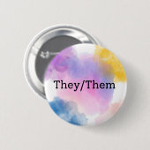Zij/Them Pronoun Button/Pin Ronde Button 5,7 Cm (Voorkant /achterkant)
