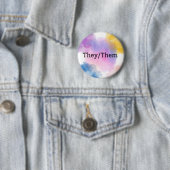 Zij/Them Pronoun Button/Pin Ronde Button 5,7 Cm (In situ)