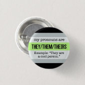 Zij/Them Pronouns - Agender Flag Ronde Button 3,2 Cm (Voorkant /achterkant)