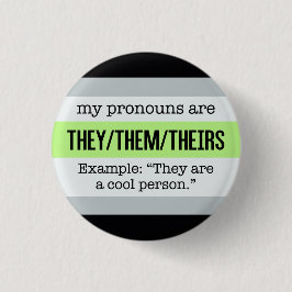 Zij/Them Pronouns - Agender Flag Ronde Button 3,2 Cm