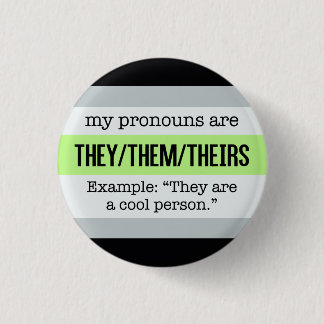 Zij/Them Pronouns - Agender Flag Ronde Button 3,2 Cm