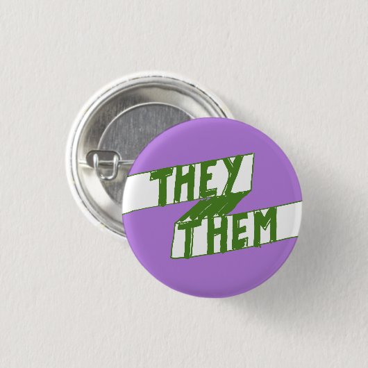Zij Them Pronouns Button Genderqueer (Voorkant /achterkant)