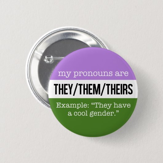 Zij/Them Pronouns - Genderqueer Flag Ronde Button 5,7 Cm (Voorkant /achterkant)