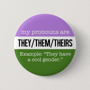 Zij/Them Pronouns - Genderqueer Flag Ronde Button 5,7 Cm