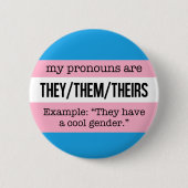 Zij/Them Pronouns - Transgender Flag Ronde Button 5,7 Cm (Voorkant)