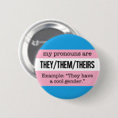 Zij/Them Pronouns - Transgender Flag Ronde Button 5,7 Cm (Voorkant /achterkant)