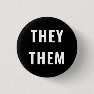 Zij Them Pronouns witte zwarte lgbetq gay pride Ronde Button 3,2 Cm