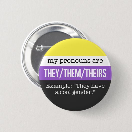 Zij/Them ronouns - Nonbinary vlag Ronde Button 5,7 Cm (Voorkant /achterkant)