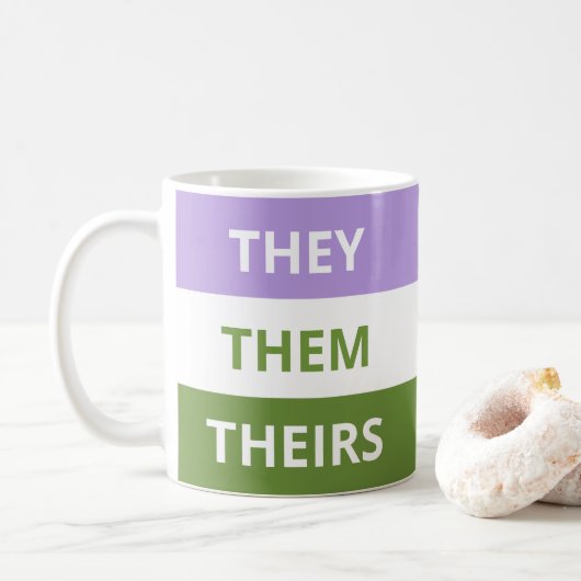 Zij/Them/Theirs Pronounges Genderqueer Klassieke M Koffiemok (Met donut)