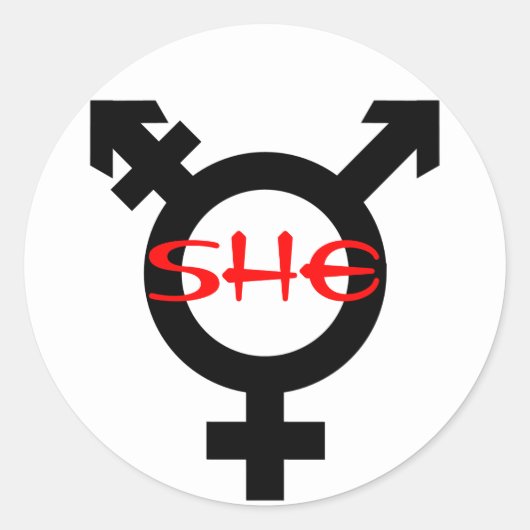 Zij Transgender Ronde Sticker (Voorkant)