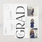 Zij Typografie Afstuderen 2022 3 Foto Feest Aankondigingskaart (Voorkant / Achterkant)