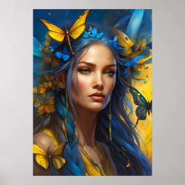 Zij van de Vlinders | Digitale kunst Poster