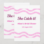 Zij vangt het roze spiraal waterverf lijnen bruid  kaart (Voorkant / Achterkant)