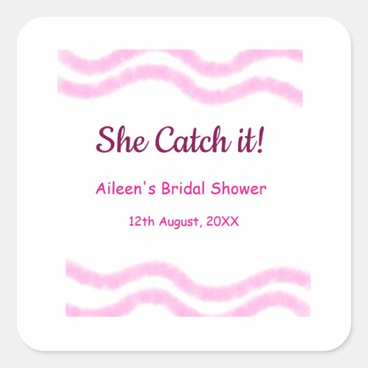 Zij vangt het roze spiraal waterverf lijnen bruid  vierkante sticker (Voorkant)