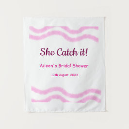 Zij vangt het roze spiraal waterverf lijnen bruid  wandkleed