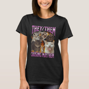Zij veroorzaken chaos Grappige katten meme bootleg T-shirt