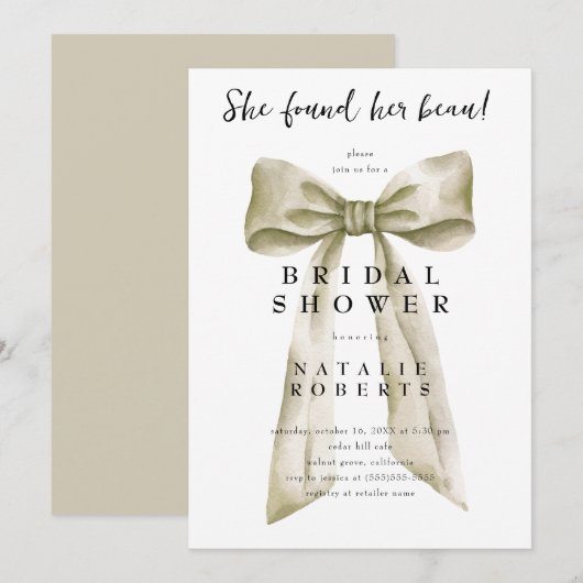 Zij vond haar beige boog bruiloftsshower voor de b kaart (Voorkant / Achterkant)