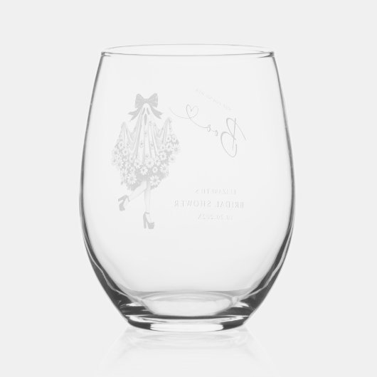 Zij Vond Haar Boo Geest Bloemrijke Bruidsdouche Wijnglas Zonder Voet (Achterkant)