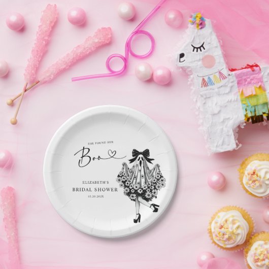 Zij Vond Haar Boo Geest Bloemrijke Bruidsuitnodigi Papieren Bordje (Feest)