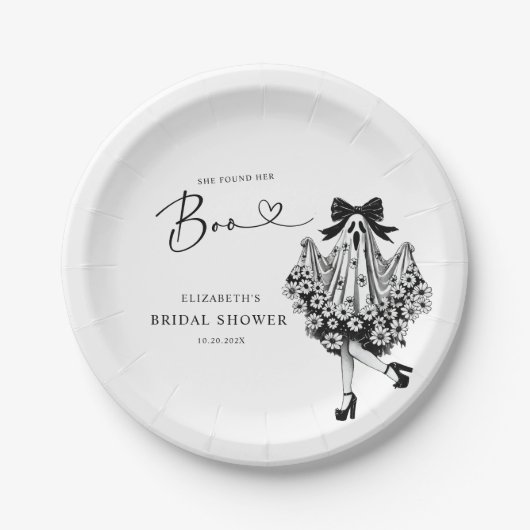 Zij Vond Haar Boo Geest Bloemrijke Bruidsuitnodigi Papieren Bordje (Voorkant)