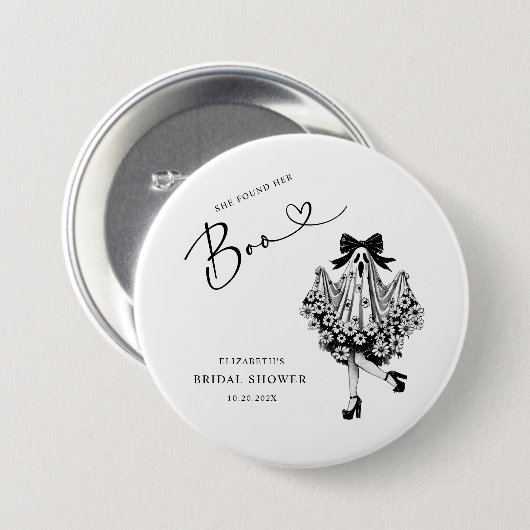 Zij vond haar Boo-spookbloem bruidsdouche Ronde Button 7,6 Cm (Voorkant /achterkant)