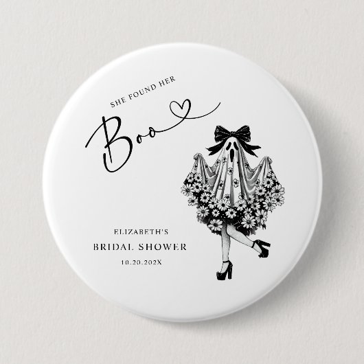 Zij vond haar Boo-spookbloem bruidsdouche Ronde Button 7,6 Cm (Voorkant)