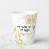 Zij vond haar bruidslemon shower "Main Squeeze" Papieren Bekers (Achterkant)