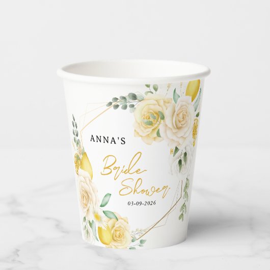 Zij vond haar citroen bruids douche papieren bekers (Voorkant)