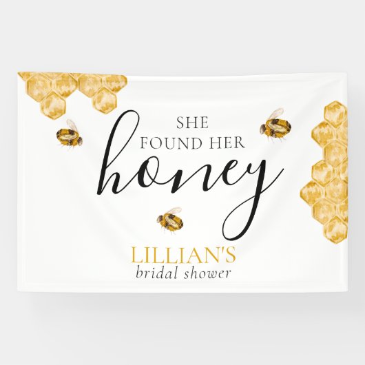 Zij Vond Haar Honing Bij Bijen Bruidsfeest Banner (Horizontaal)