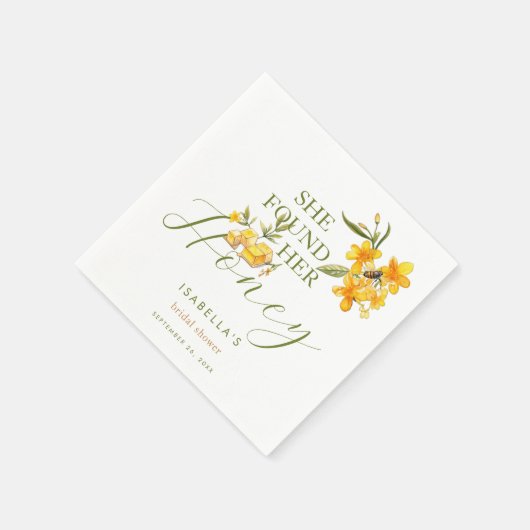 Zij Vond Haar Honing Bij Bloemrijke Bruidsdouche Servet (Hoek)