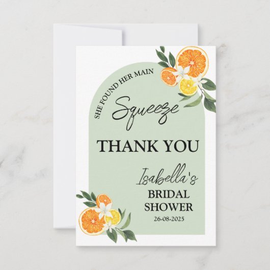 Zij vond haar hoofd bruidsshower citrus citroen bedankkaart (Voorkant)