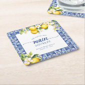 Zij vond haar hoofdpers citrusfruit Bruiloft voor  Kartonnen Onderzetters (Schuin)