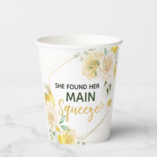 Zij vond haar hoofdpers Lemon Bruiloftsfeestje Papieren Bekers (Achterkant)