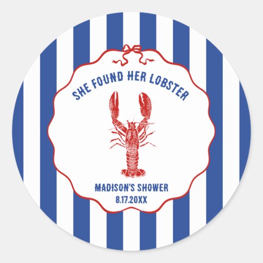 Zij vond haar kreeft nautisch bruidsfeestje ronde sticker (Voorkant)