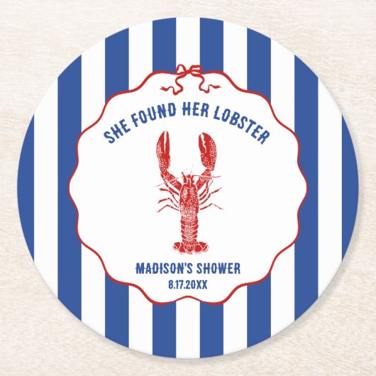Zij Vond Haar Kreeft Nautische Bruidsdouche Ronde Kartonnen Onderzetter (Voorkant)