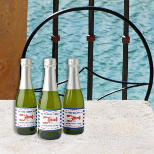 Zij vond haar kreeft nautische bruidsdouche sparkling wijnetiket
