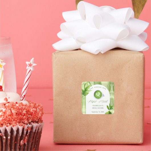 Zij vond haar perfecte Matcha Elegante Bruids douc Vierkante Sticker (Feest)