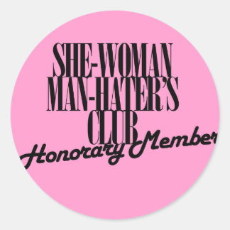Zij Vrouw Man Hater's Club Ronde Sticker