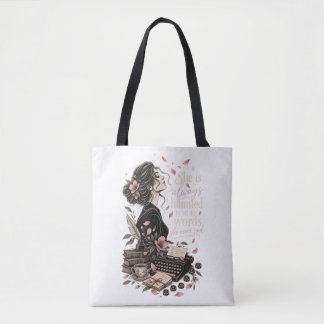 Zij Wordt Altijd Geplaagd Vintage Schrijver Donker Tote Bag