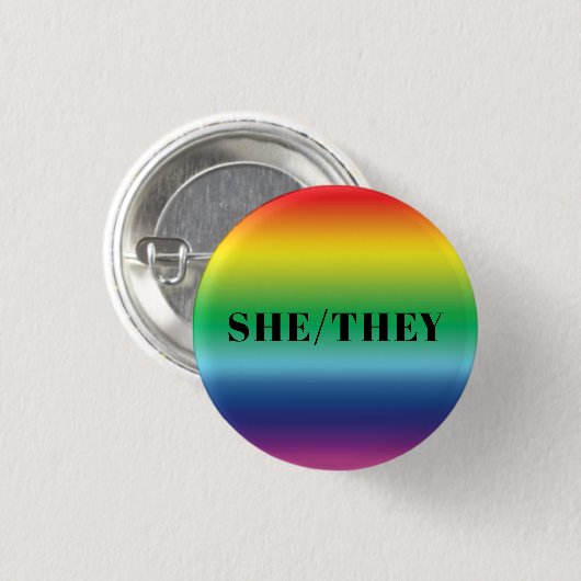 Zij, ze hebben een pride-regenboogkleur ronde button 3,2 cm (Voorkant /achterkant)