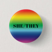 Zij, ze hebben een pride-regenboogkleur ronde button 3,2 cm (Voorkant)