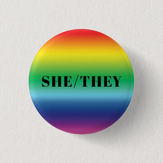 Zij, ze hebben een pride-regenboogkleur ronde button 3,2 cm (Voorkant)