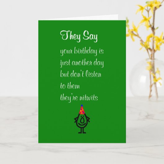 Zij zeggen, een Grappig Gelukkig Gedicht van de Kaart (Gele Bloem)