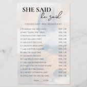 Zij zei Hij zei Bruids douche spel Wolk Nine Flyer (Voorkant)